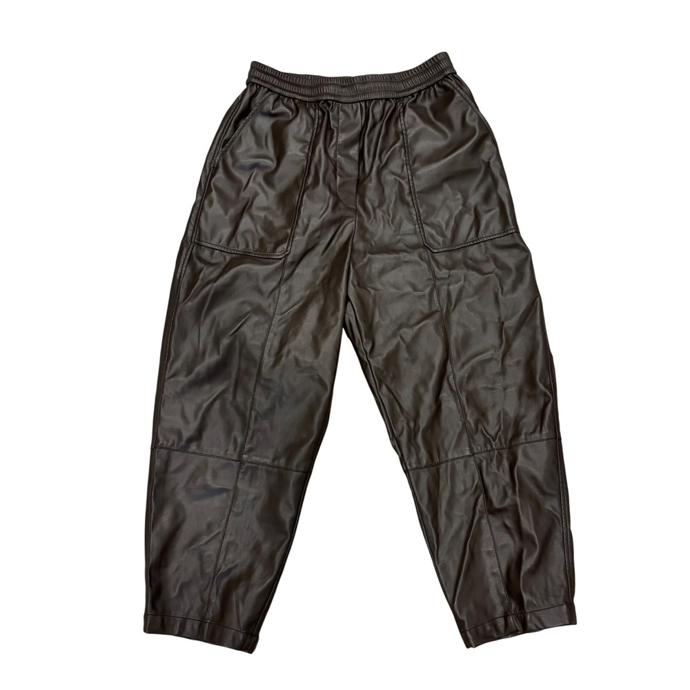 3.1 Phillip Lim Brown Faux Leather Elastic Waist Jogger Pants F241-5852VPL L
